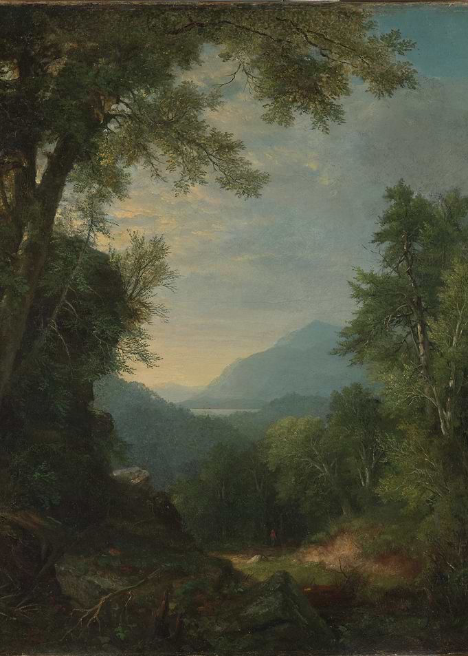 Mountainous Landscape Painting with Lush Forest
