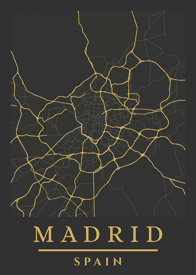 Madrid, Spain City Map Art