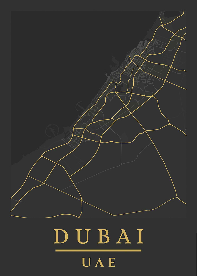 Dubai, UAE Map Art