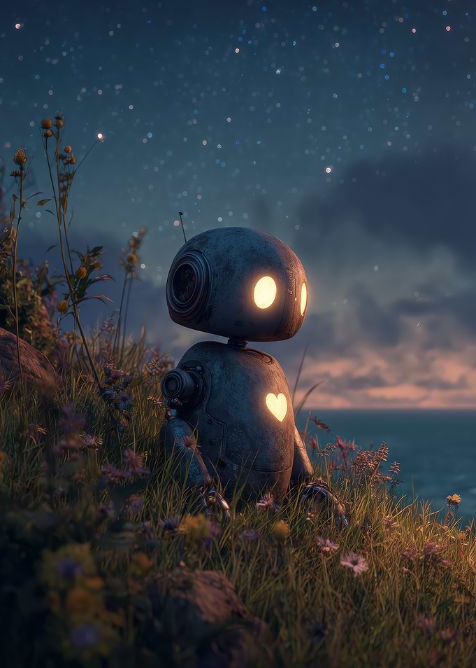Lonely Robot on a Hill