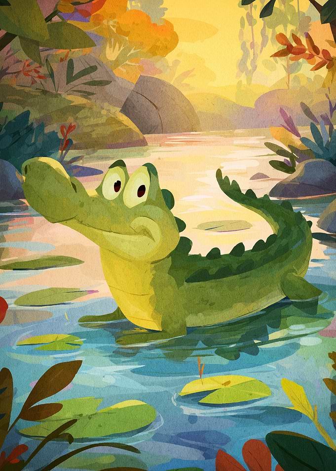 Cartoon Crocodile Pond