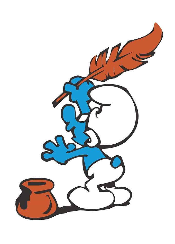 Smurf Writing with Feather Quill