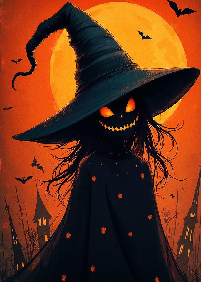 Spooky Halloween Witch Moon