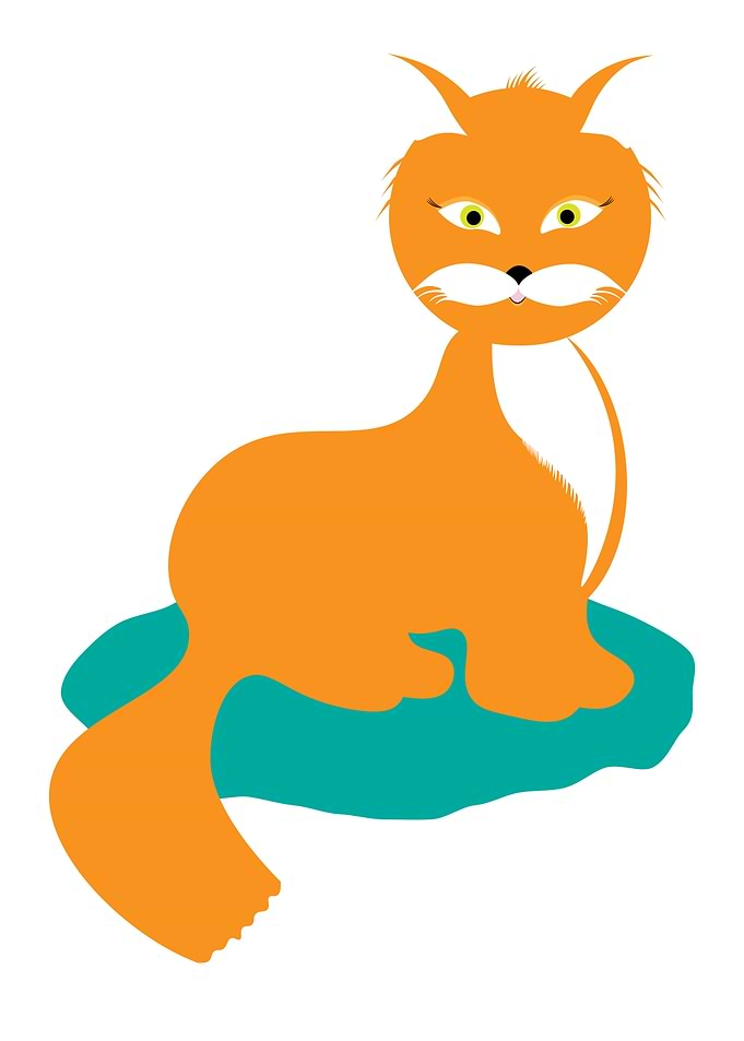 Cartoon Orange Cat on Teal Pillow