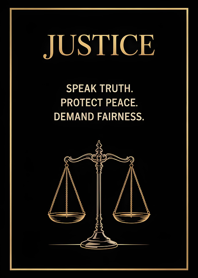 Justice Scales with Golden Text