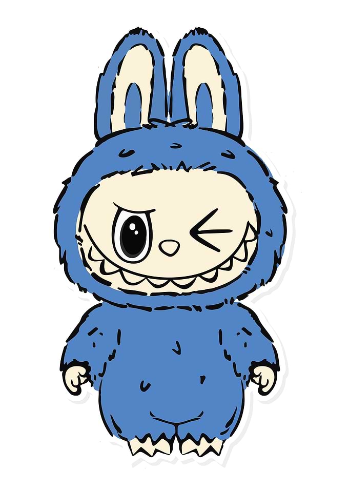 Winking Blue Monster Bunny Cartoon