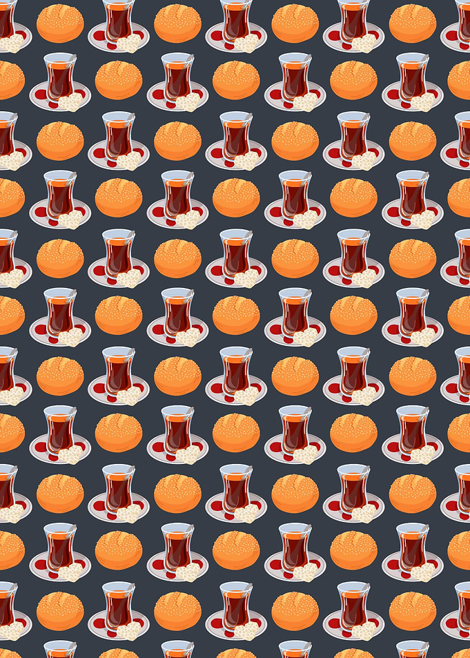 Turkish Tea and Simit Pattern