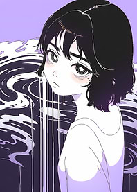 Anime Girl with Flowing Background