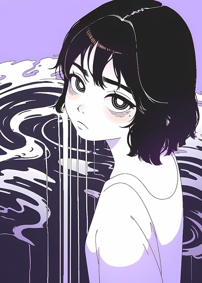 Anime Girl with Flowing Background