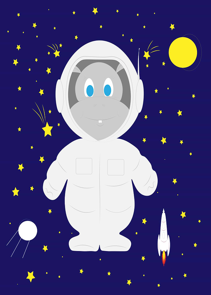 Hippo Astronaut in Space Cartoon