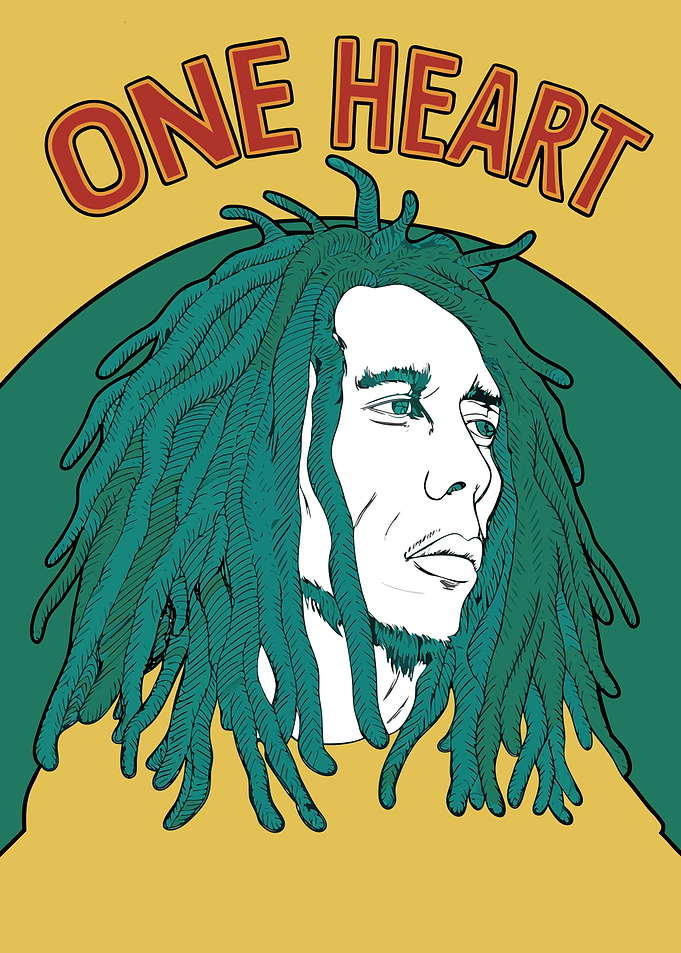 Bob Marley One Heart Illustration
