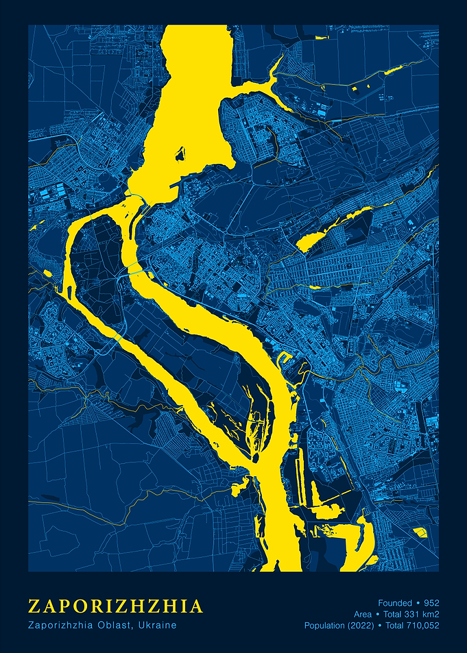 Zaporizhzhia, Ukraine Map Art
