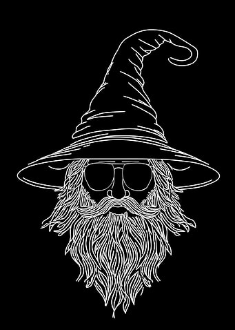 Wizard with Sunglasses Minimalist Line Art