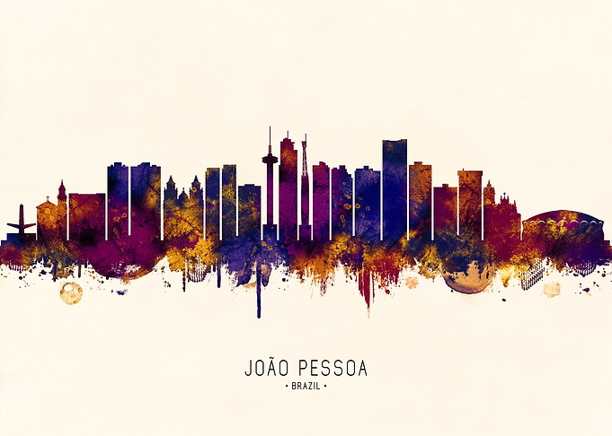 Joao Pessoa, Brazil Skyline Watercolor