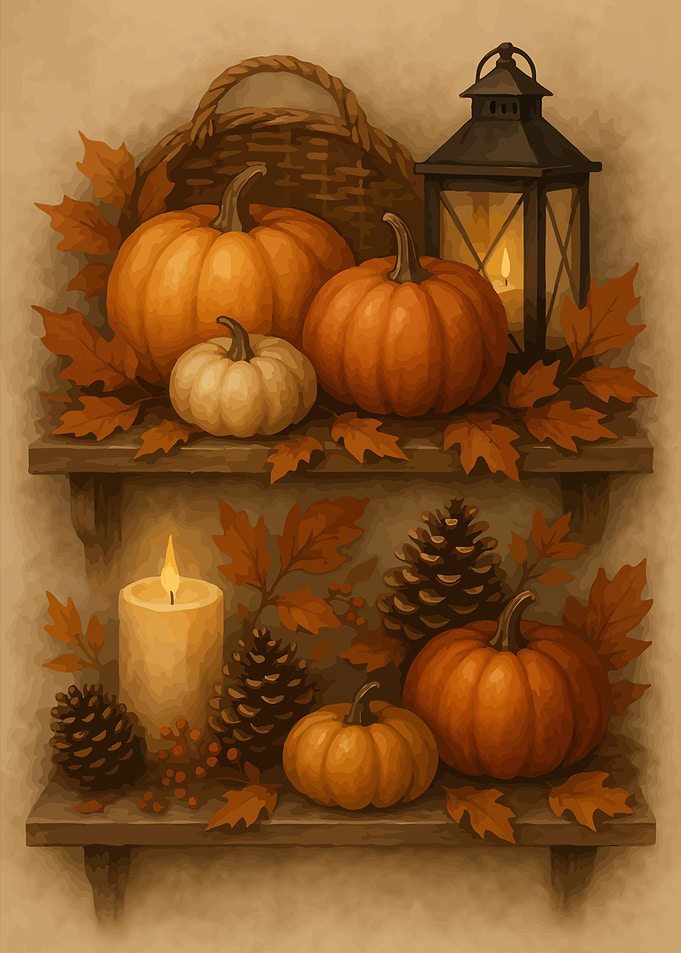Cozy Autumn Pumpkins & Lantern Glow