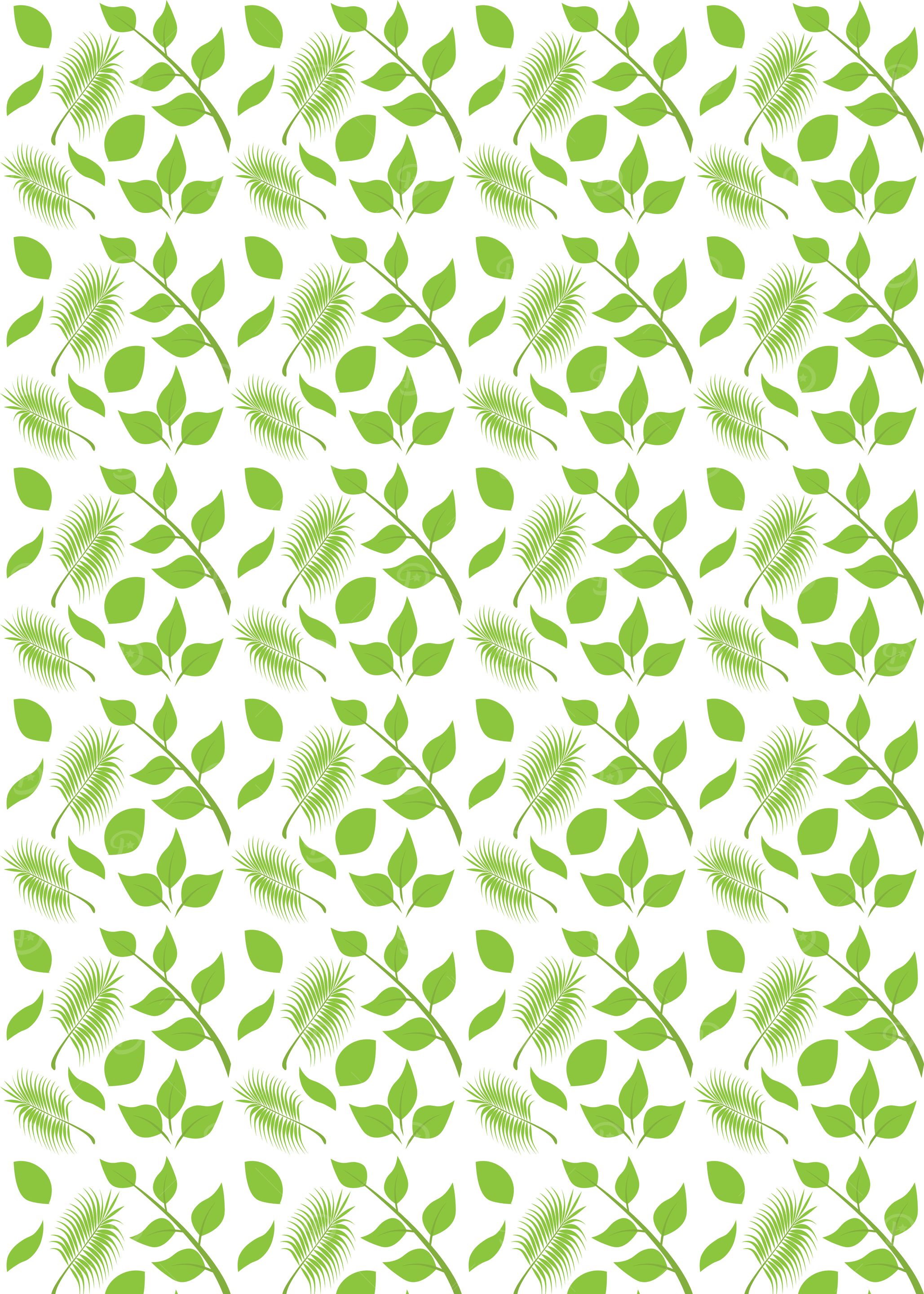 Green Leaves and Branches Pattern