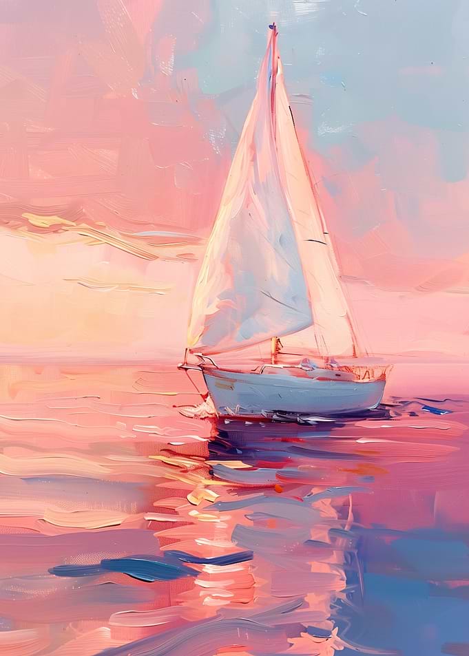 Sailboat at Sunset Painting
