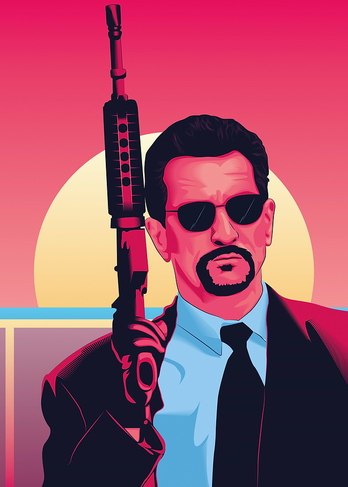 Man with Gun Retro Art