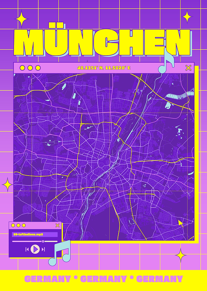 Munich Map Retro Style