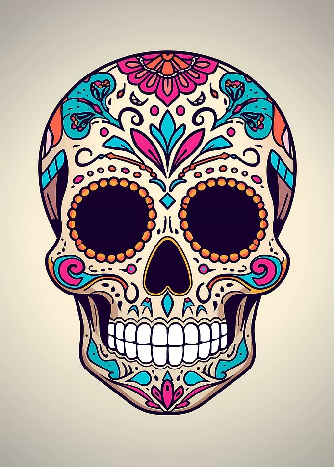 Colorful Sugar Skull Illustration
