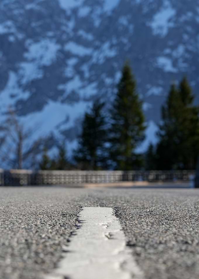 Mountain Road with White Line