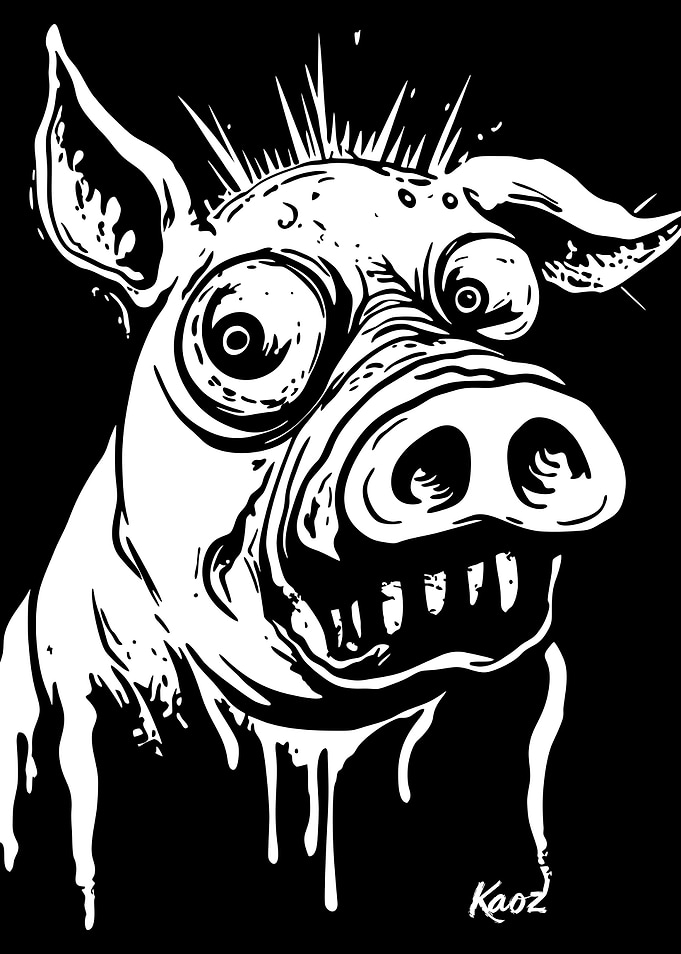 Creepy Pig Illustration