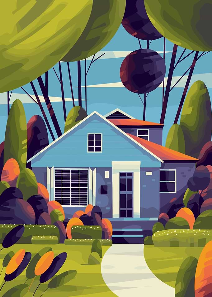 Suburban House in Summer