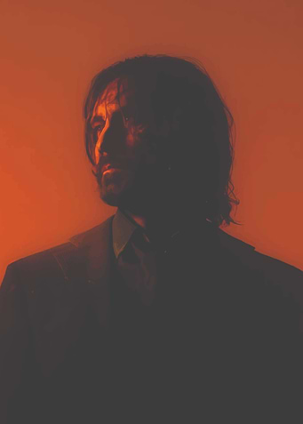 Man in Suit, Orange Background