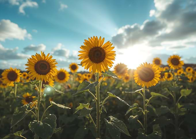 Sunflower Field Under a Sunny Sky