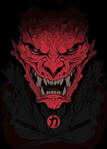 Red Oni Mask with Swords