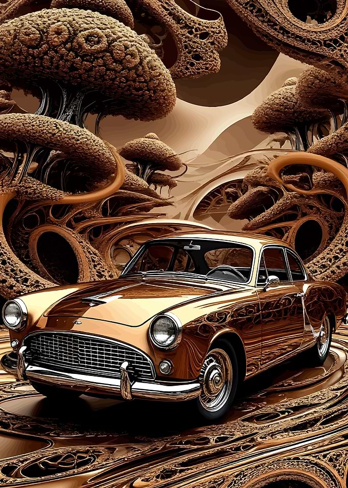 Classic Car in Abstract Landscape