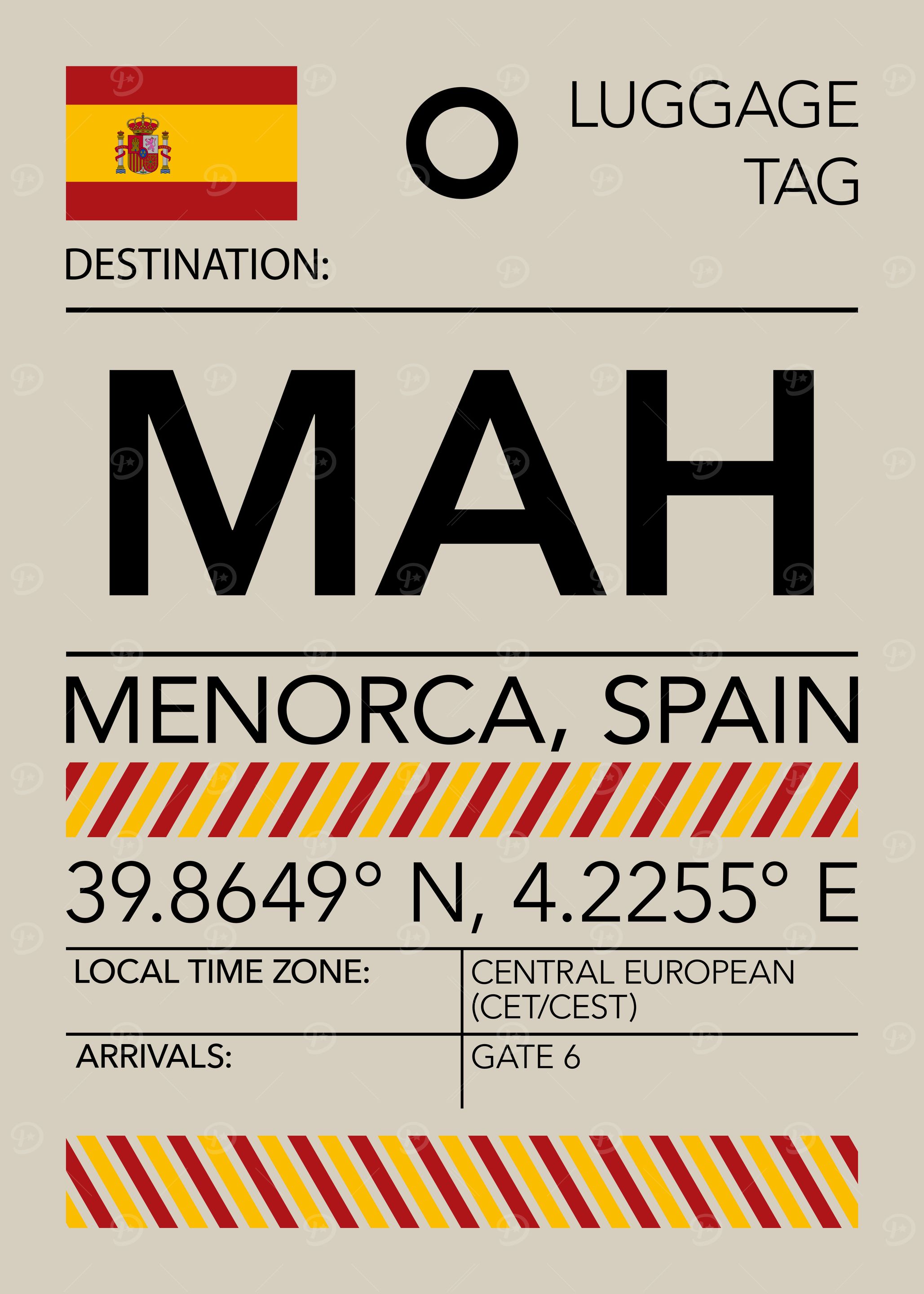 MAH Menorca, Spain Airport Luggage Tag