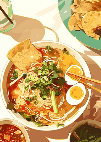 Delicious Ramen Bowl Illustration