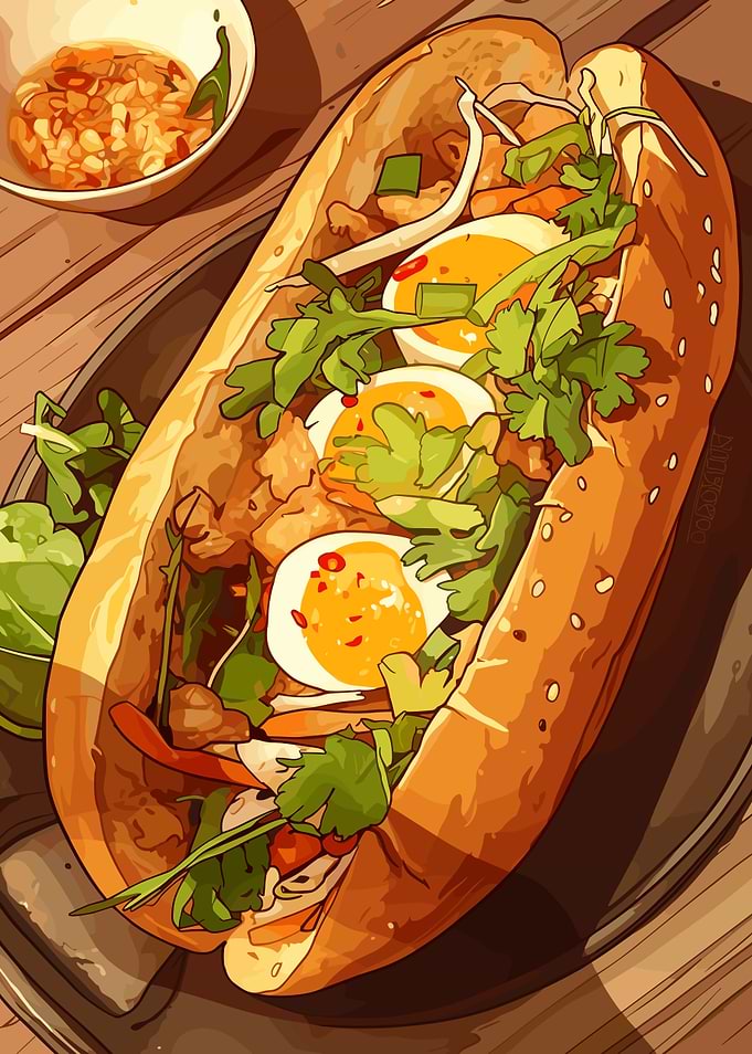 Banh Mi Sandwich Illustration