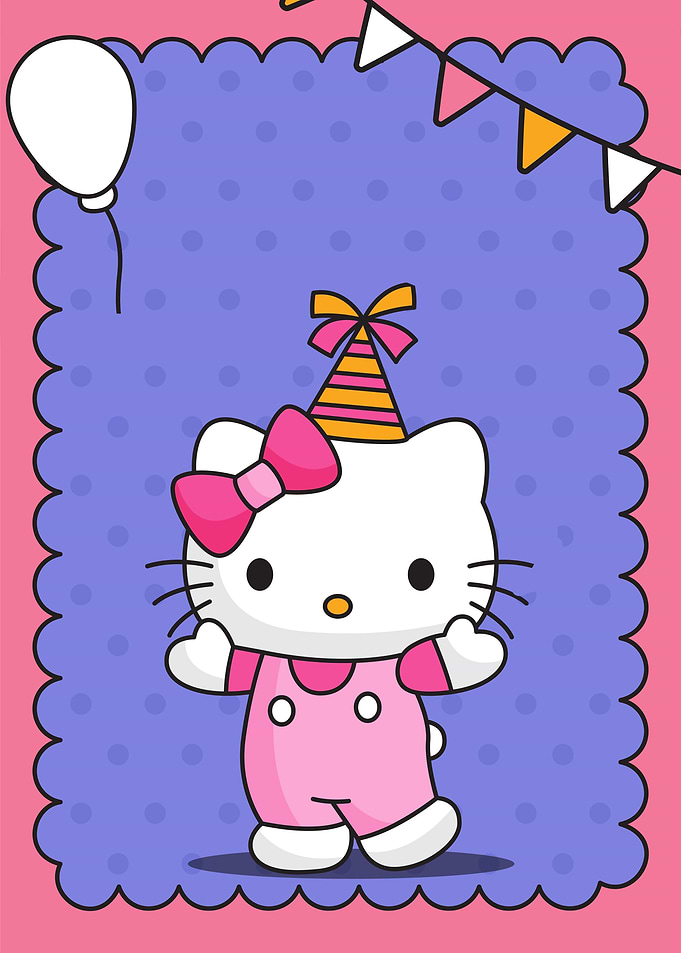 Hello Kitty Birthday Party Illustration