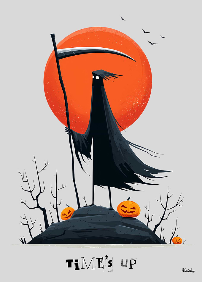 Time’s Up — Grim Reaper Halloween Art