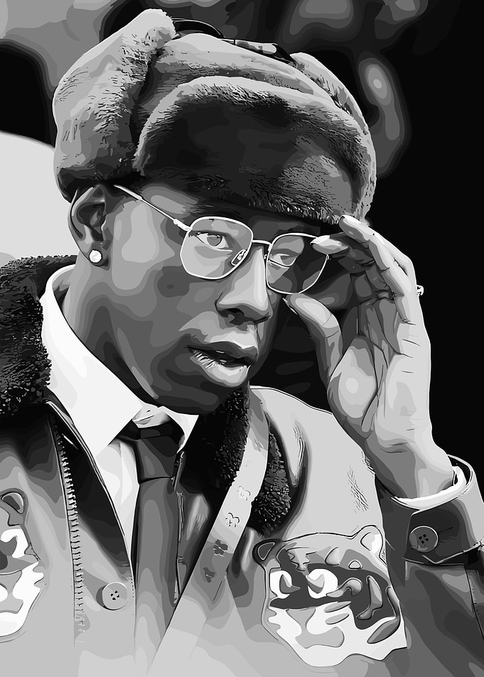 Tyler, the Creator Portrait in Black and White