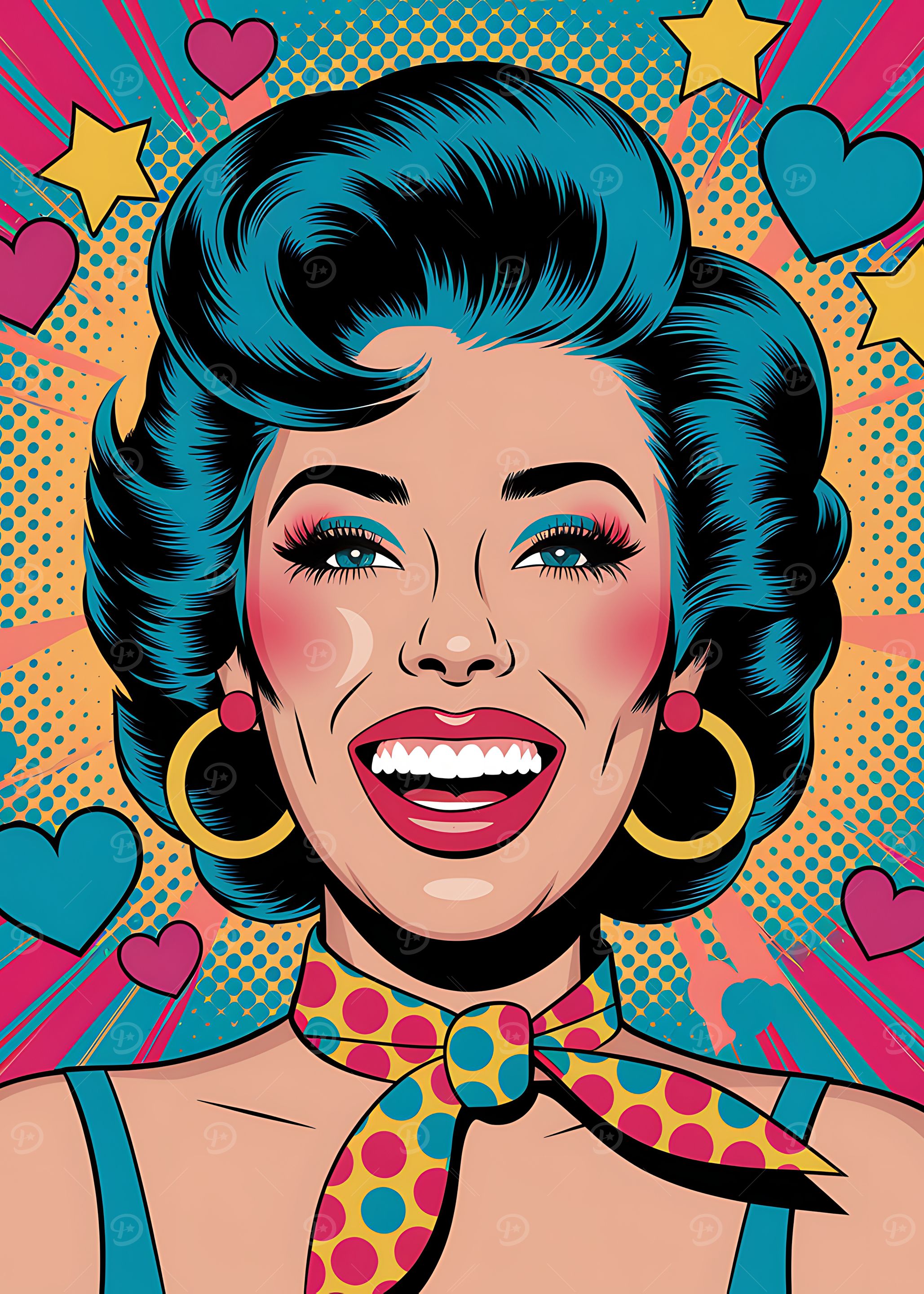 Pop Art Woman Smiling Portrait