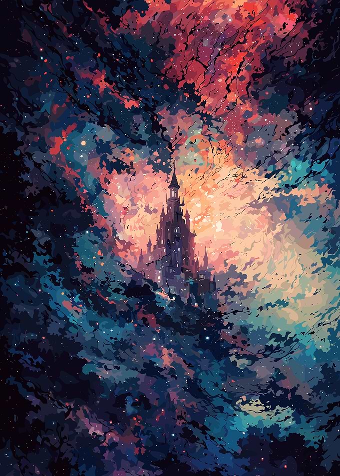 Fantasy Castle in a Cosmic Sky