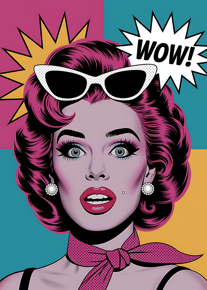 Pop Art Woman with WOW Speech Bubble