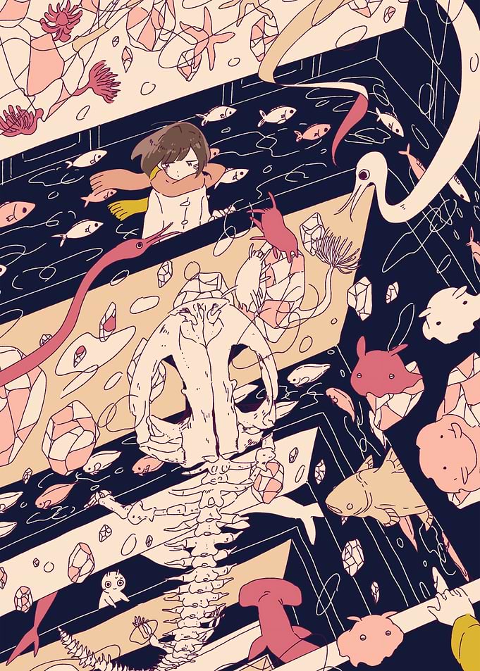 Surreal Underwater Dreamscape with Girl