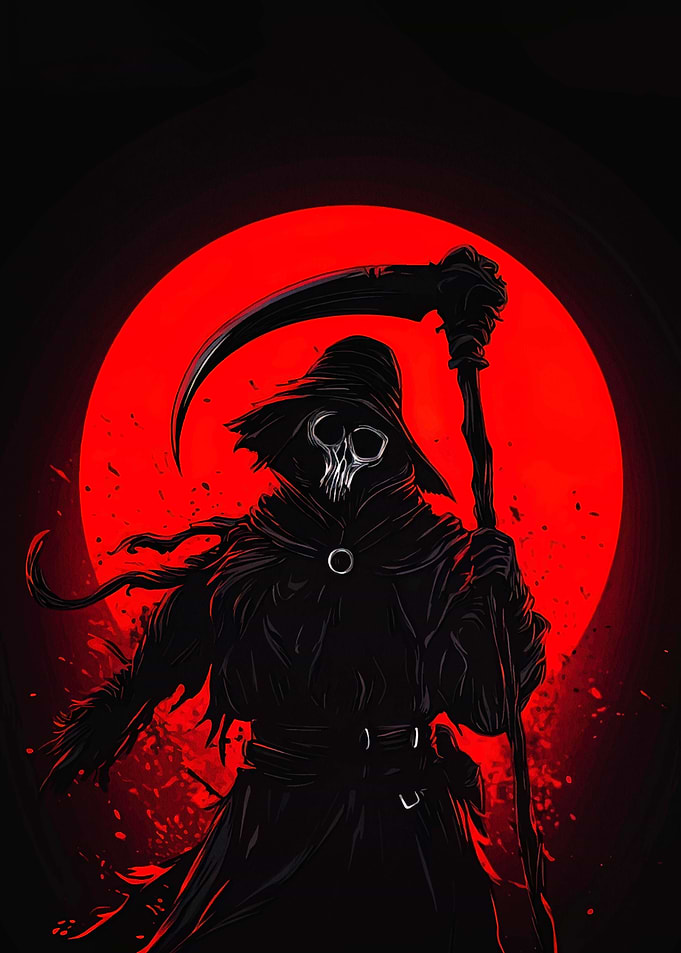 Grim Reaper with Red Moon
