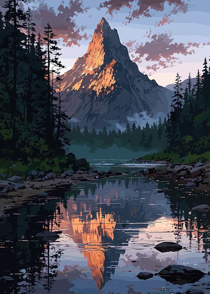 Mountain Reflection Landscape