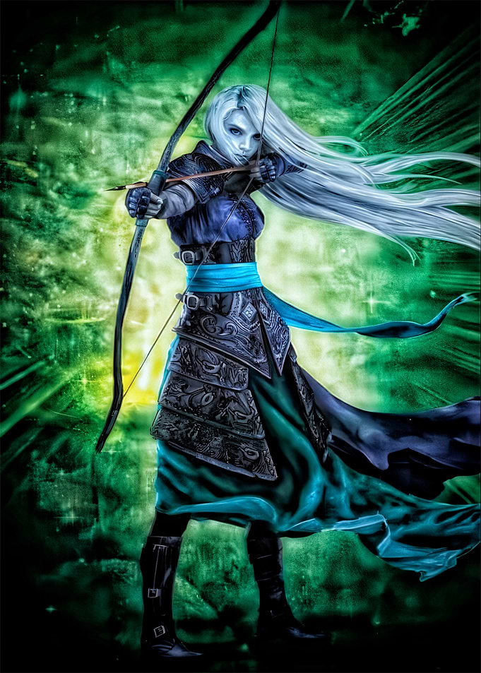 Fantasy Archer with Bow and Arrow