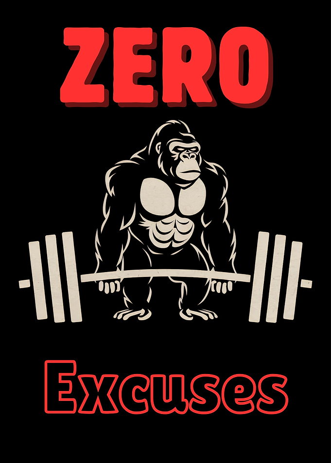 Zero Excuses Gorilla Weightlifting Motivational Quote