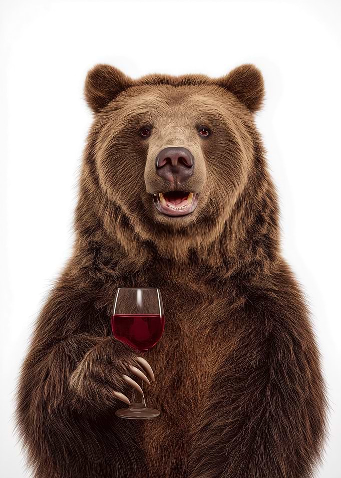 Bear with Wine Glass