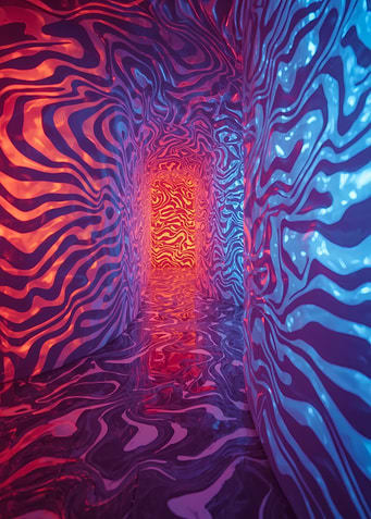 Abstract Swirl Tunnel with Red and Blue