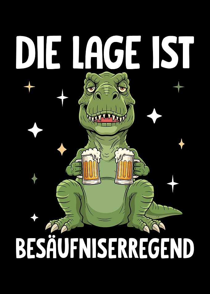 Dinosaur with Beer - German Text