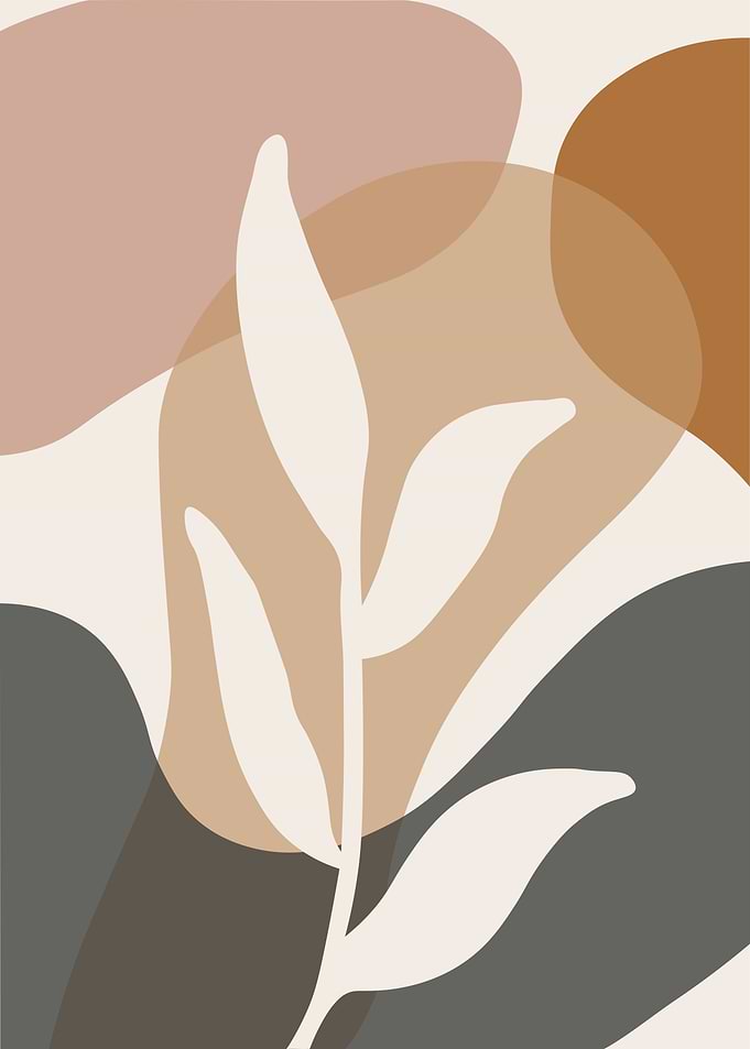 Abstract Botanical Art in Earth Tones