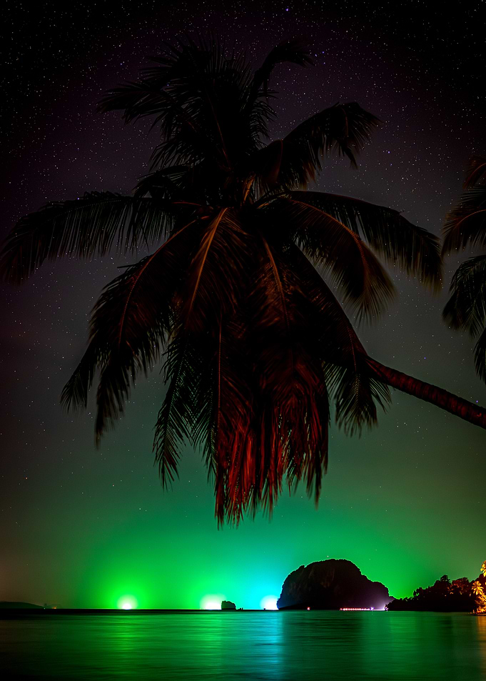 Night Palm Tree Beach